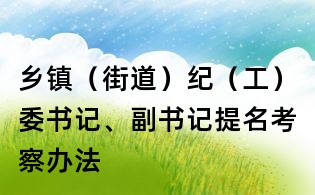 鄉鎮(街道)紀(工)委書記、副書記提名考察辦法