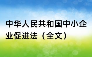 中華人民共和國(guó)中小企業(yè)促進(jìn)法(全文)