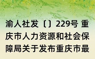 渝人社發〔〕229號 重慶市人力資源和社會保障局關于發布重慶市最低工資標準的通知