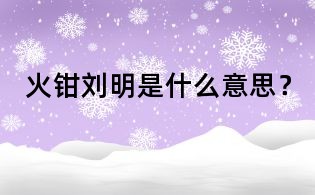 火鉗劉明是什么意思？
