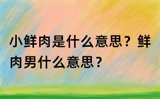 小鮮肉是什么意思?鮮肉男什么意思?