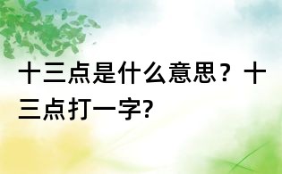 十三點是什么意思？十三點打一字?