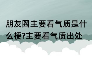 朋友圈主要看氣質是什么梗?主要看氣質出處