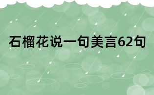 石榴花說一句美言62句