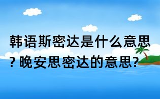 韓語斯密達是什么意思? 晚安思密達的意思?