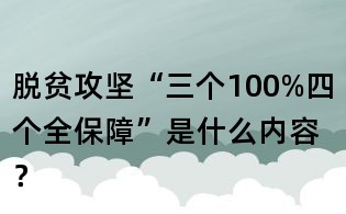 脫貧攻堅“三個100%四個全保障”是什么內容?