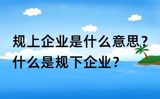 規上企業是什么意思?什么是規下企業?