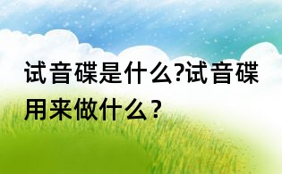 試音碟是什么?試音碟用來做什么?