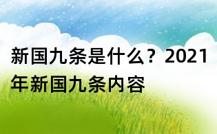 新國九條是什么？2021年新國九條內容