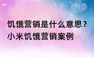 饑餓營銷是什么意思?小米饑餓營銷案例