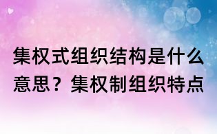集權(quán)式組織結(jié)構(gòu)是什么意思？集權(quán)制組織特點(diǎn)