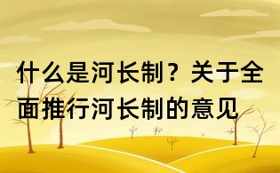 什么是河長制？關于全面推行河長制的意見