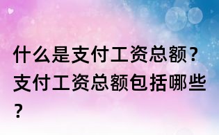 什么是支付工資總額？支付工資總額包括哪些？