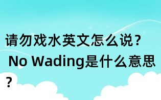 請勿戲水英文怎么說? No Wading是什么意思?
