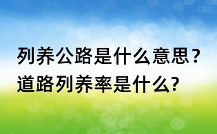 列養公路是什么意思?道路列養率是什么?