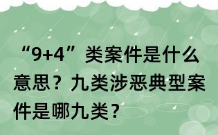 “9+4”類案件是什么意思?九類涉惡典型案件是哪九類?