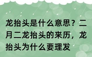 龍抬頭是什么意思?二月二龍抬頭的來歷,龍抬頭為什么要理發