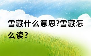 雪藏什么意思?雪藏怎么讀？