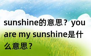 sunshine的意思？you are my sunshine是什么意思？