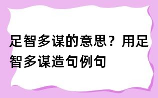 足智多謀的意思?用足智多謀造句例句