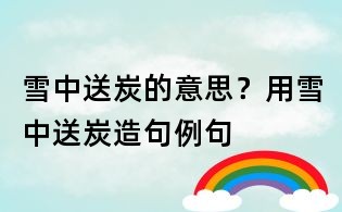 雪中送炭的意思？用雪中送炭造句例句