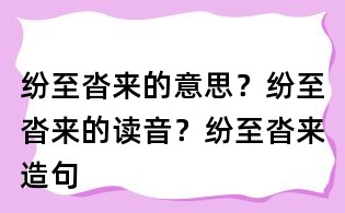 紛至沓來的意思?紛至沓來的讀音?紛至沓來造句