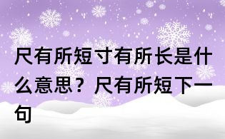 尺有所短寸有所長是什么意思?尺有所短下一句