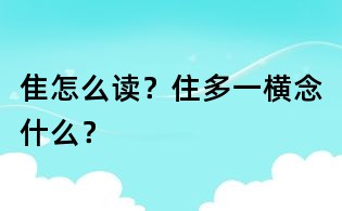 隹怎么讀?住多一橫念什么?