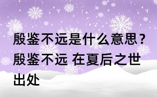 殷鑒不遠是什么意思?殷鑒不遠 在夏后之世出處