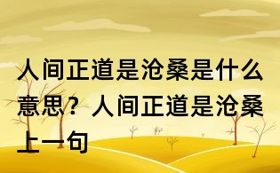 人間正道是滄桑是什么意思？人間正道是滄桑上一句