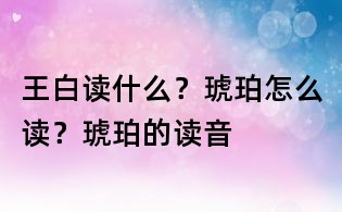 王白讀什么?琥珀怎么讀?琥珀的讀音