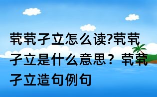 煢煢孑立怎么讀?煢煢孑立是什么意思?煢煢孑立造句例句