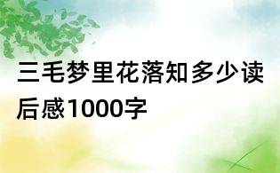 三毛夢里花落知多少讀后感1000字